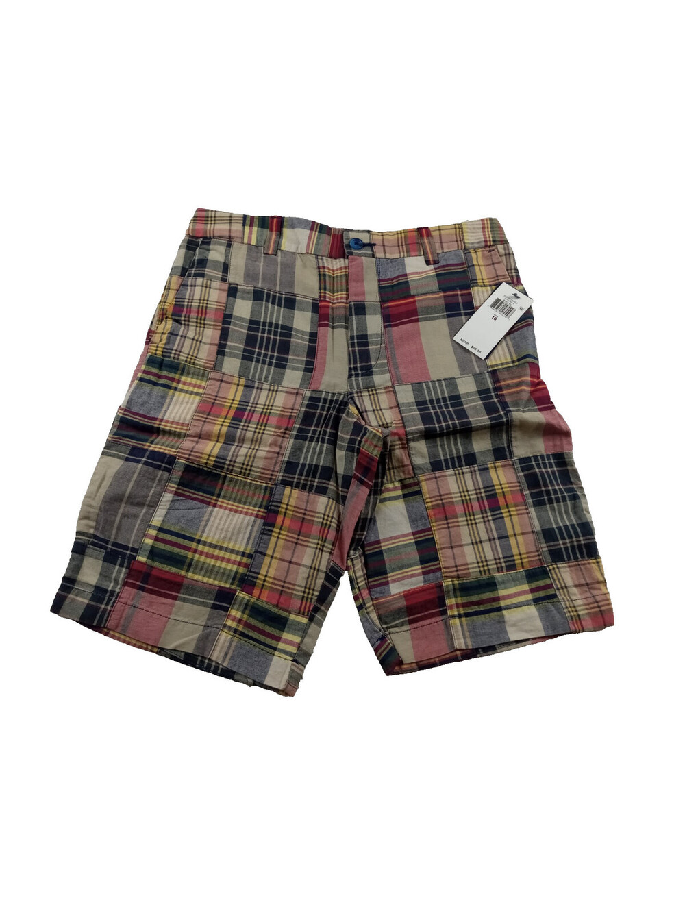 Polo Ralph Lauren Shorts Boys Size 16 Multicolor Patchwork Madras Plaid NWT 16